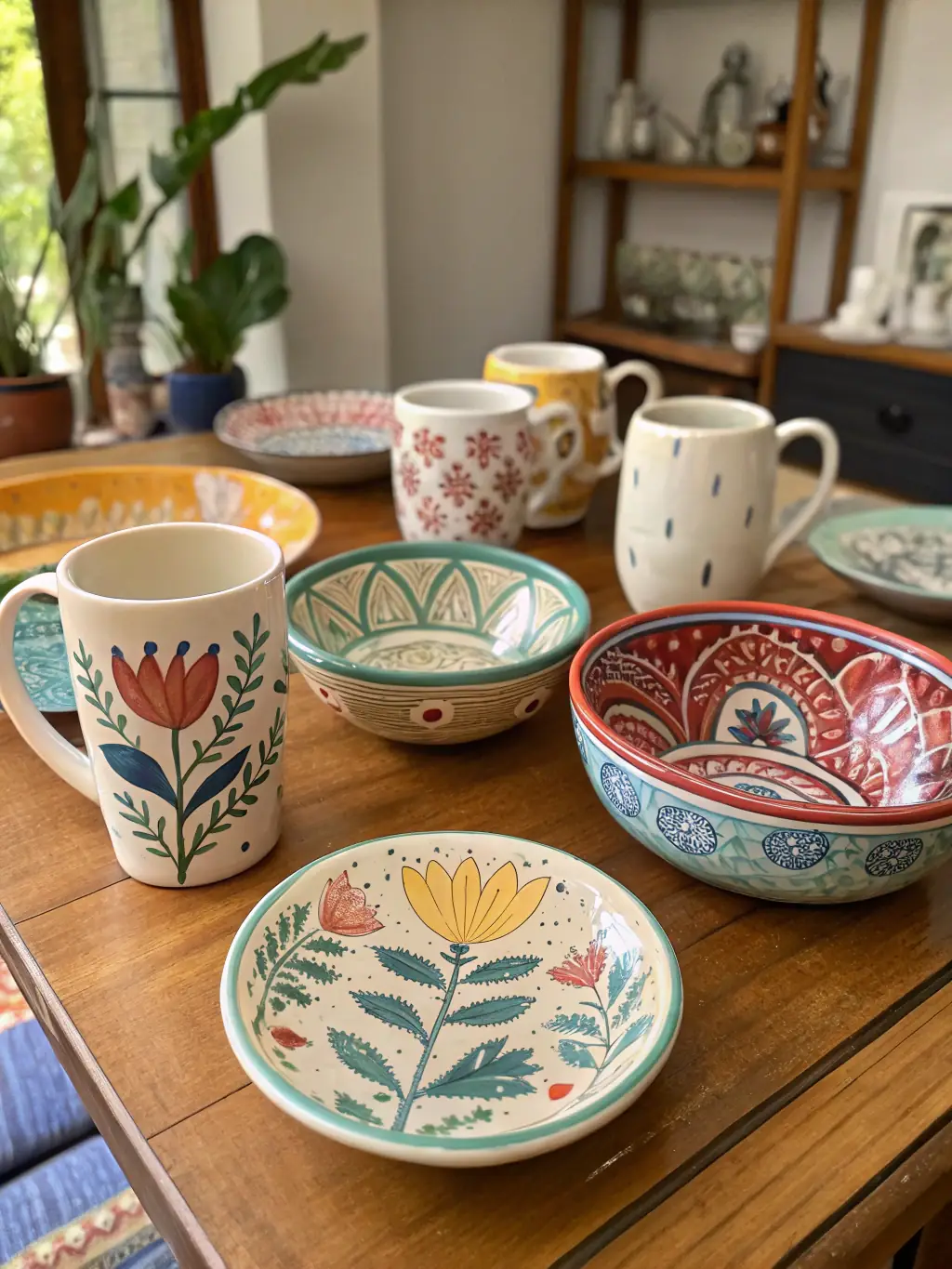 A vibrant image of Meichubang ceramic-coated tableware, showcasing its non-stick surface and colorful design, arranged on a beautifully set dining table.